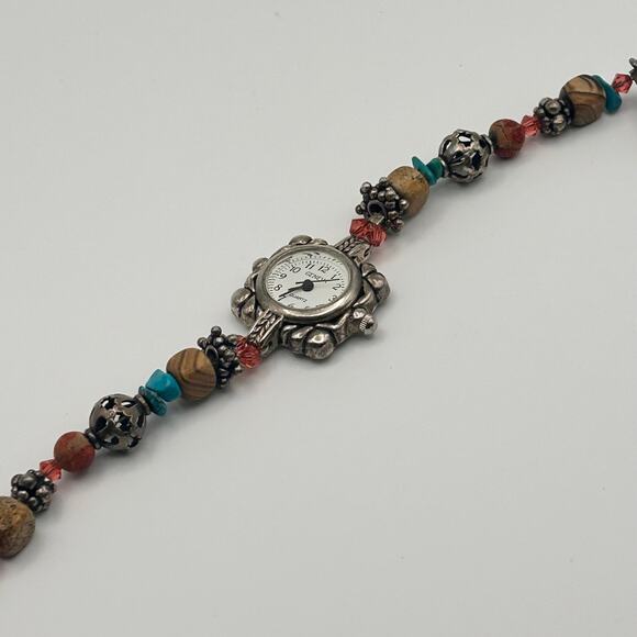 Vintage Geneva Beaded WR St. Steel Women’s Quartz Watch 22mm Working - Picture 5 of 8